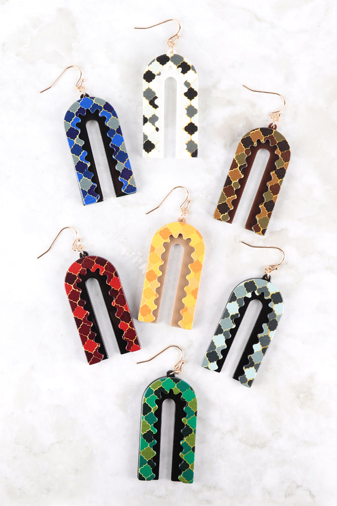 MOROCCAN LAYERED PRINT ACETATE DROP EARRINGS