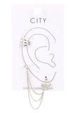 ME9021 - EAR CUFF MULTI CUBIC CHAIN BUTTERFLY EARRINGS