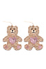 TEDDY BEAR HEART ACETATE EARRINGS