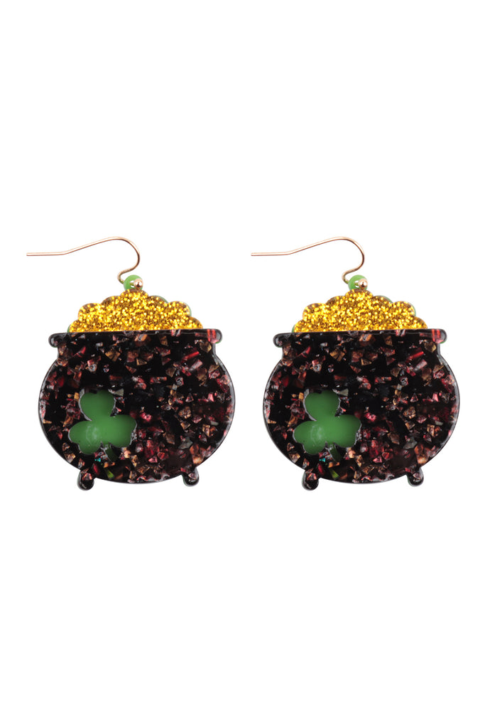 POT OF GOLD ACETATE HOOK EARRINGS