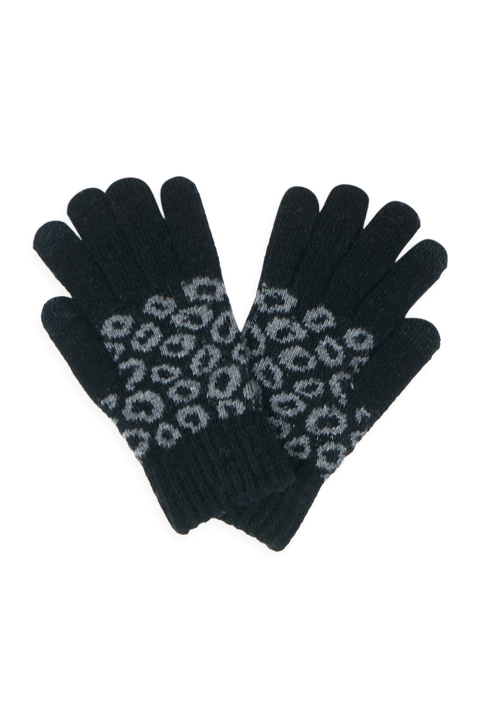 LEOPARD KNIT SMART TOUCH GLOVES