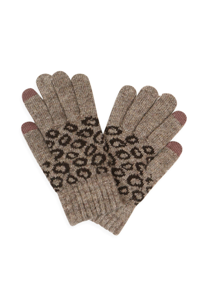 LEOPARD KNIT SMART TOUCH GLOVES