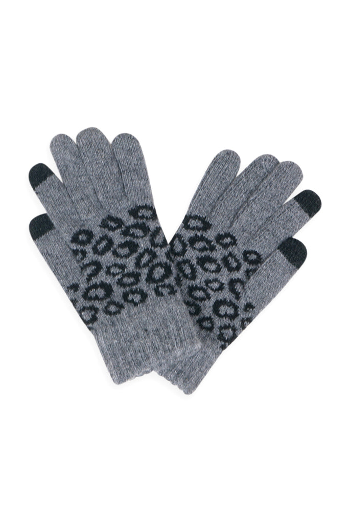 LEOPARD KNIT SMART TOUCH GLOVES