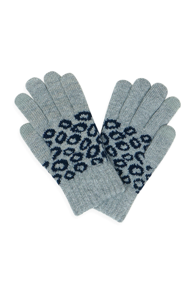 LEOPARD KNIT SMART TOUCH GLOVES