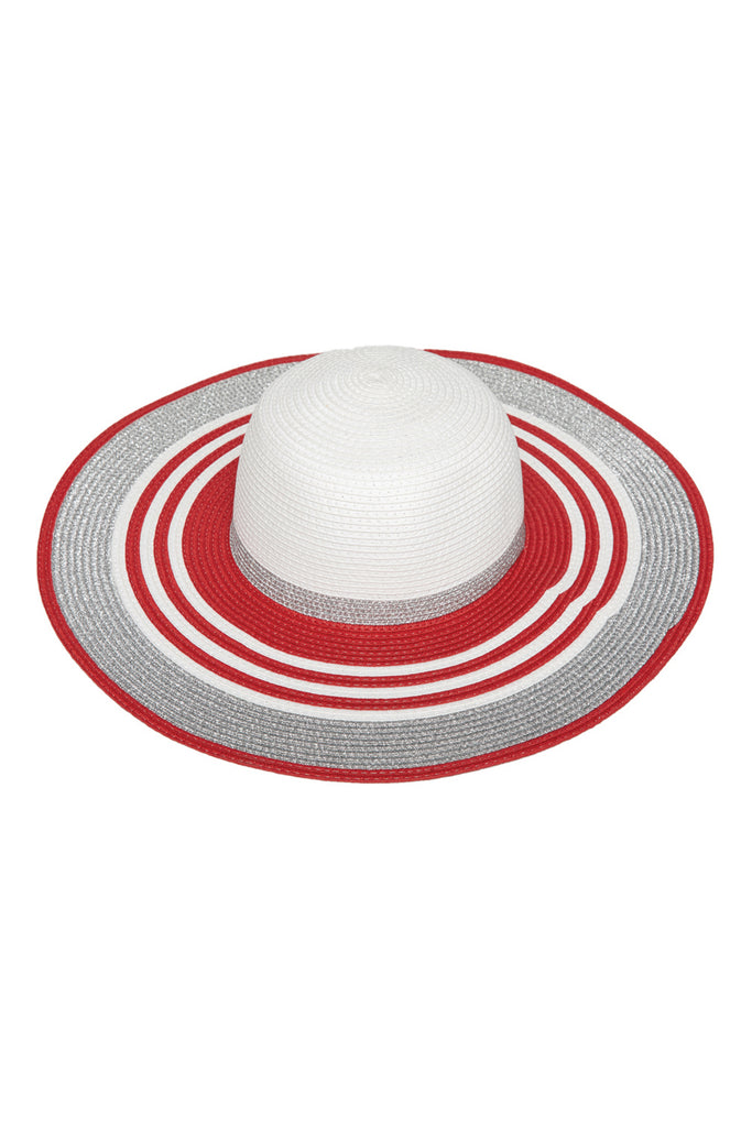 RED SILVER MIXED MULTI CIRCLE SUMMER HAT