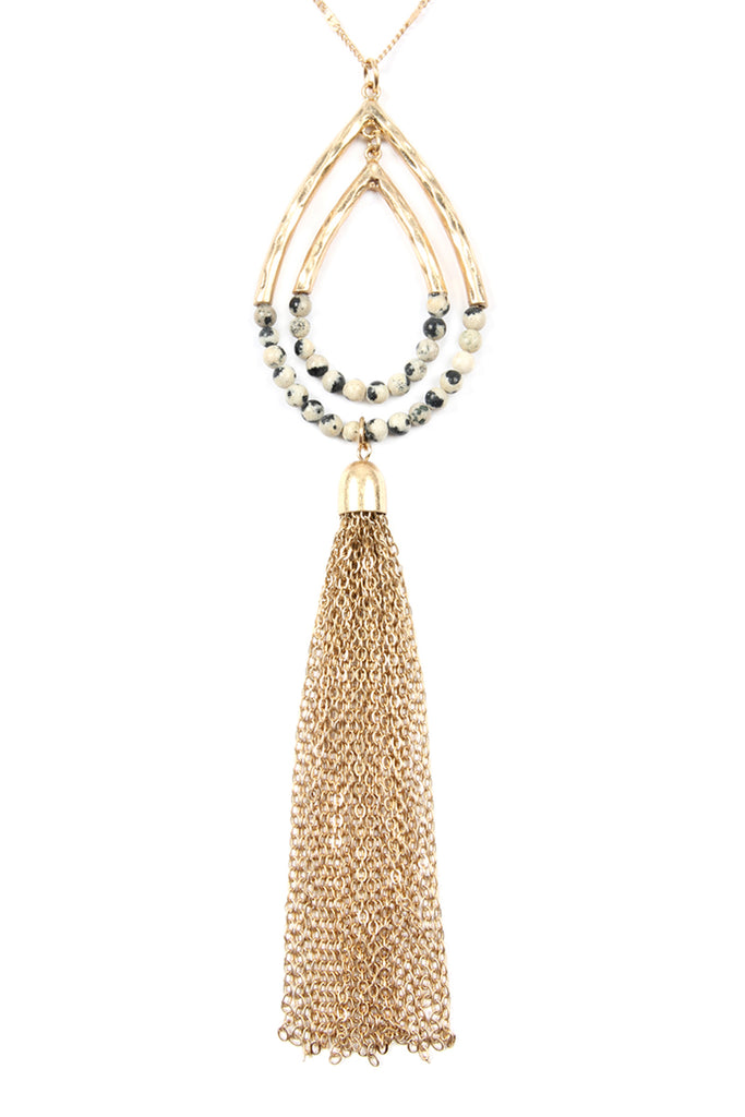 Chain Hammered Teardrop Pendant Necklace
