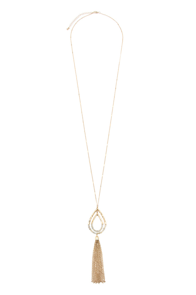 Chain Hammered Teardrop Pendant Necklace