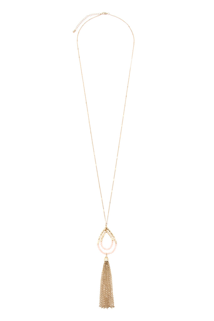 Chain Hammered Teardrop Pendant Necklace