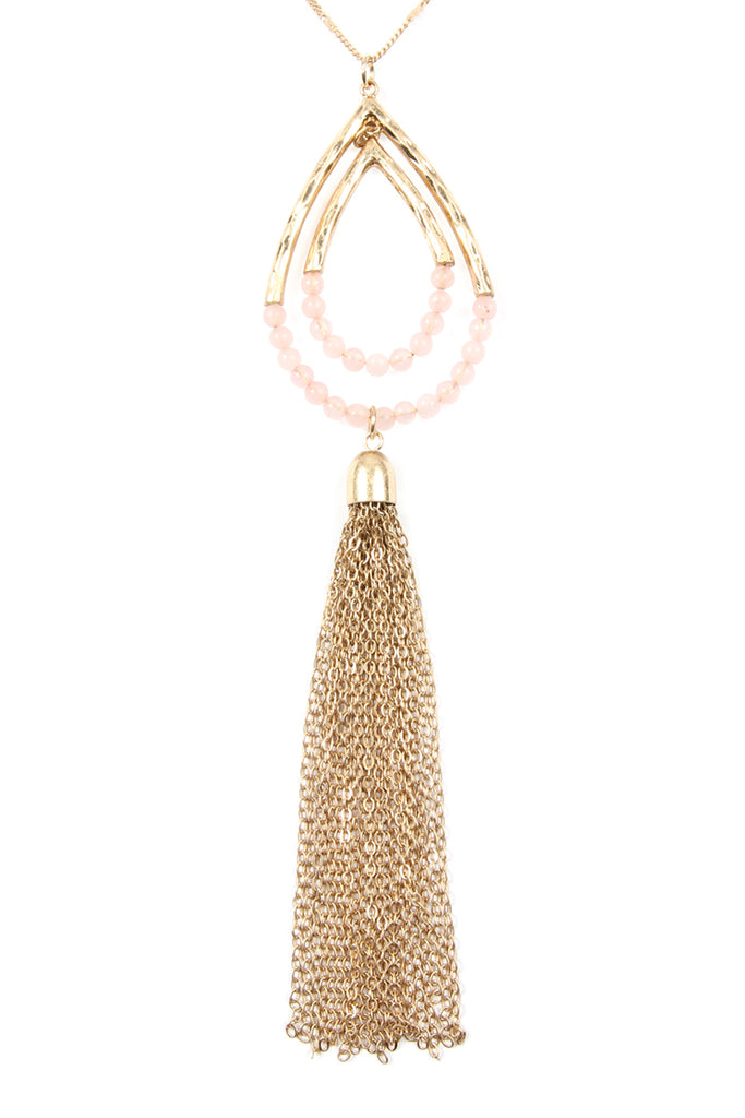Chain Hammered Teardrop Pendant Necklace