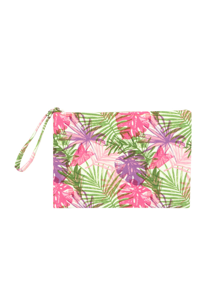 HAND DRAWN TROPICAL LEAVES POUCH