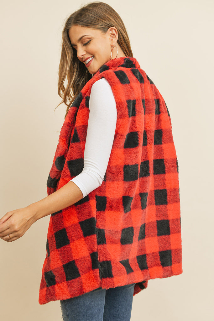 MS0137RD - RED BUFFALO PLAID POCKET VEST