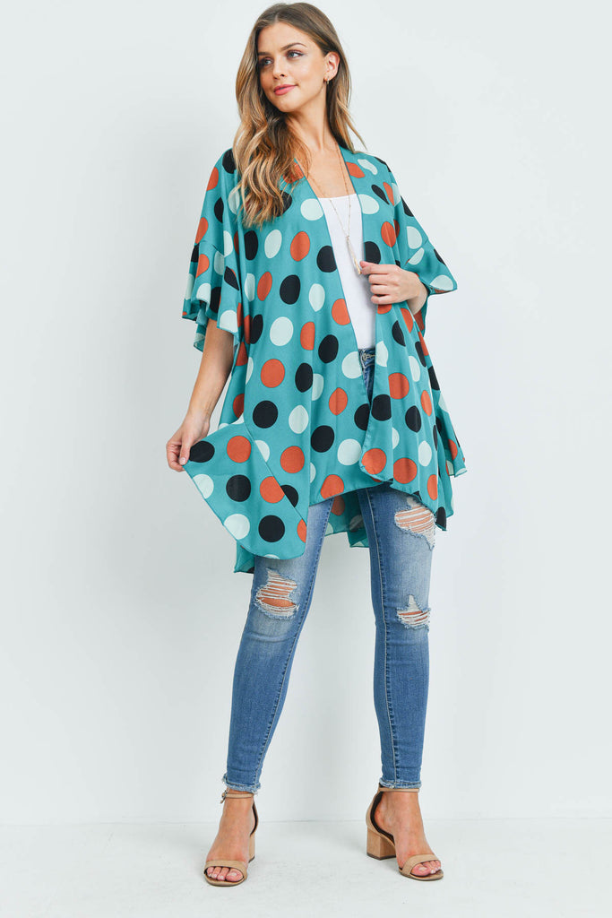 POLKA DOT RUFFLE KIMONO