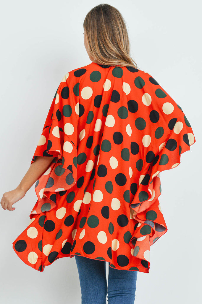 POLKA DOT RUFFLE KIMONO