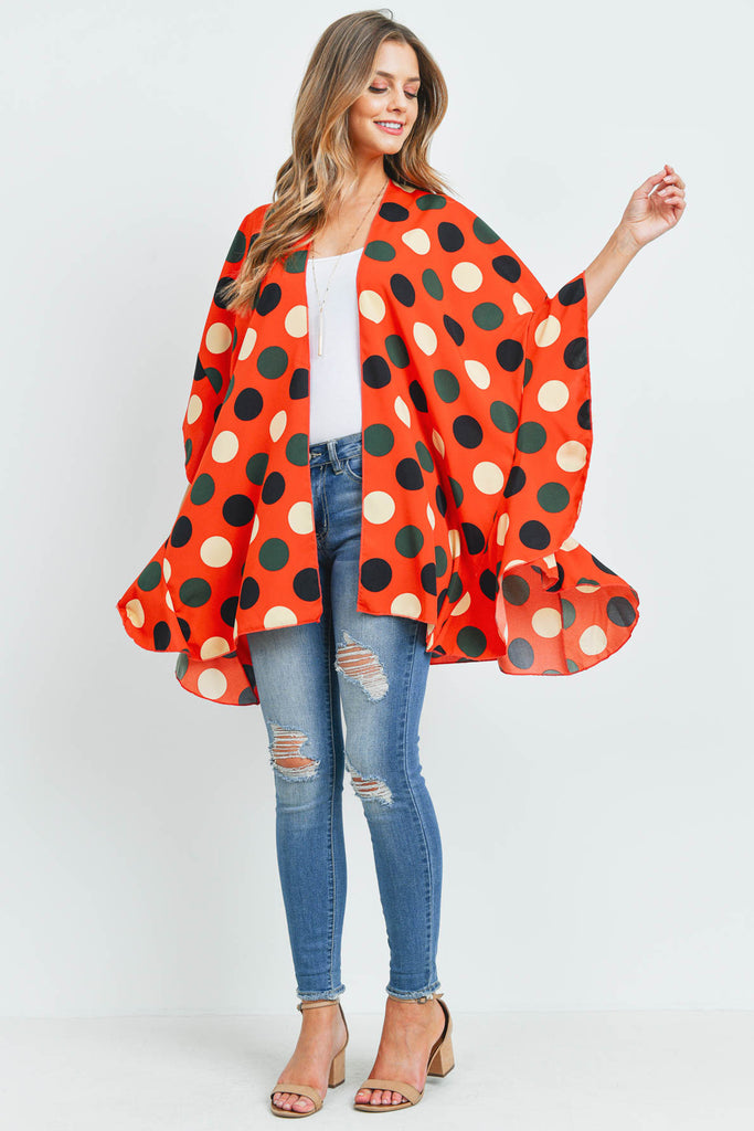 POLKA DOT RUFFLE KIMONO