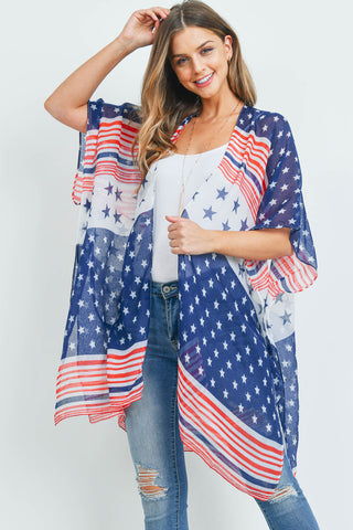 HDF2838 - USA ACCENT OPEN FRONT KIMONO