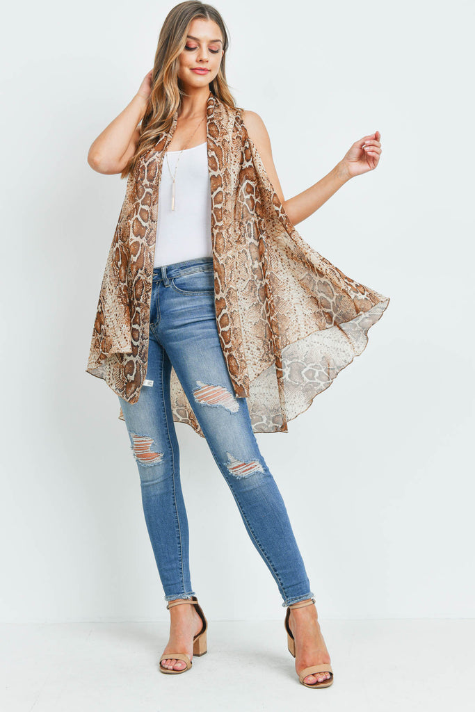 MS0160 - SNAKE SKIN LIGHT KIMONO VEST