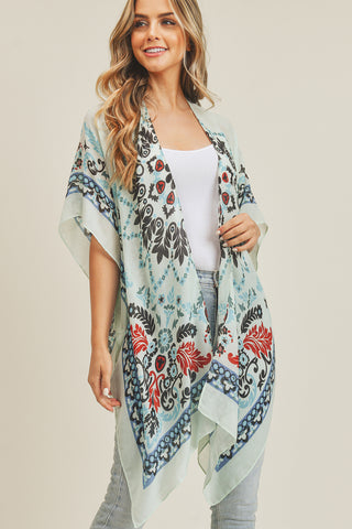 STRIPE TRIM AMERICAN FLAG KIMONO