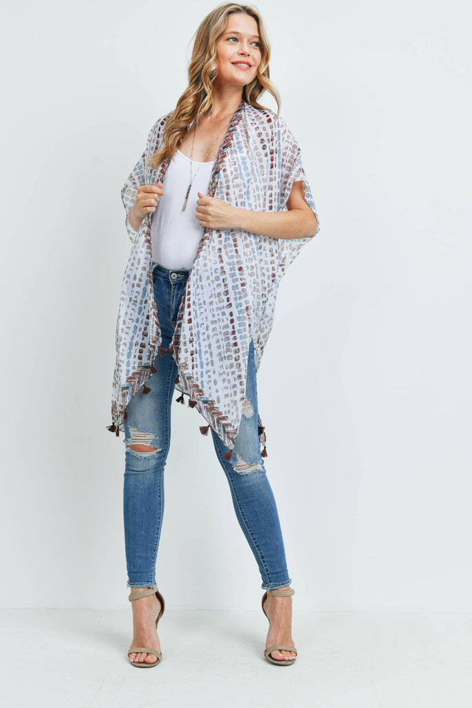 MS0179 - MULTI DASH PATTERN TASSEL KIMONO