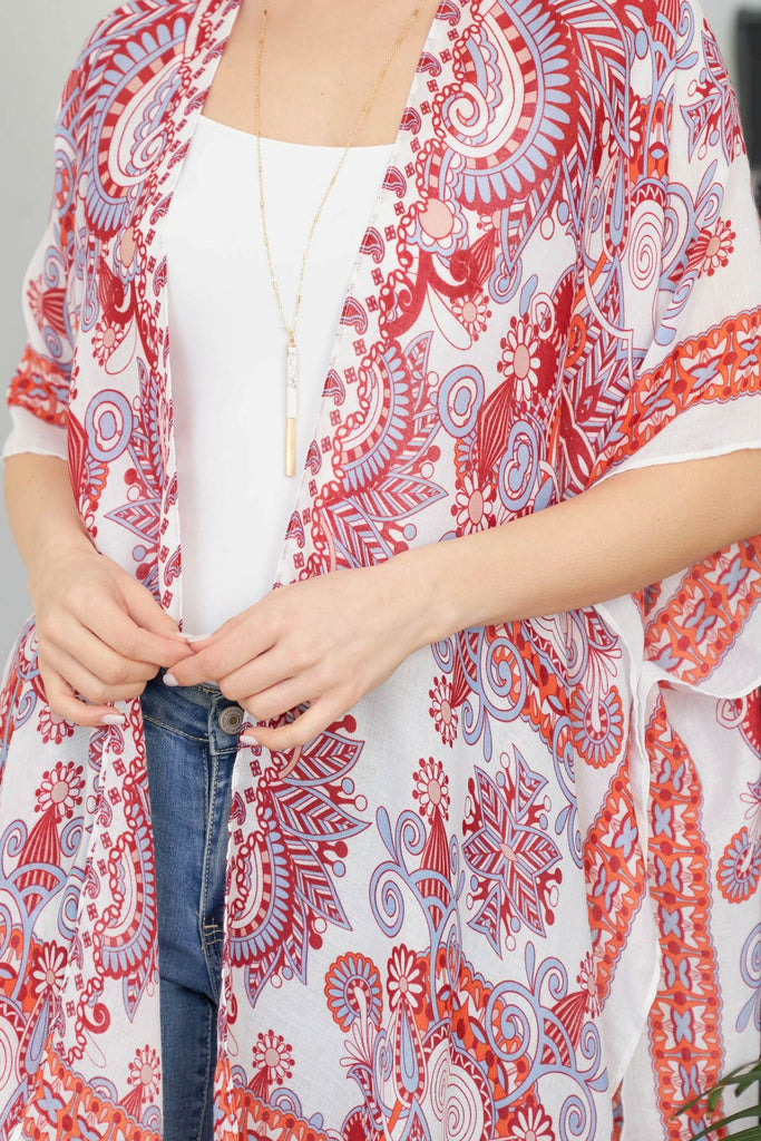 BOHEMIAN PRINT OPEN FRONT KIMONO