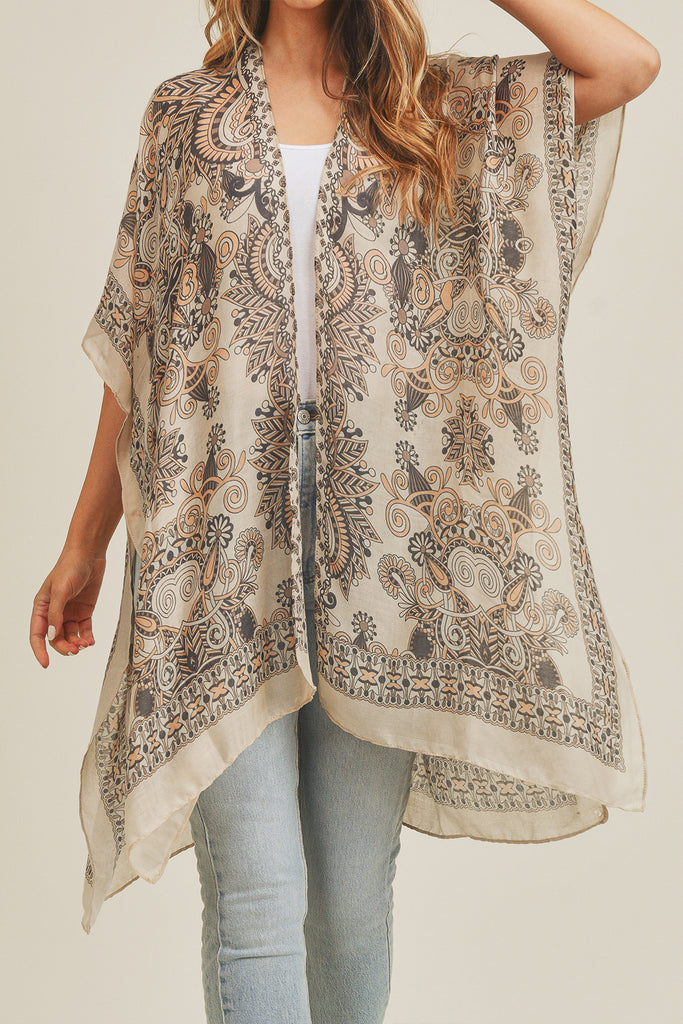 BOHEMIAN PRINT OPEN FRONT KIMONO