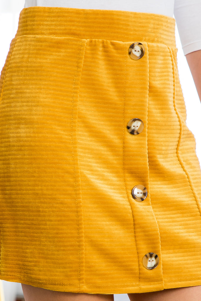 Velvet Front Button Skirt