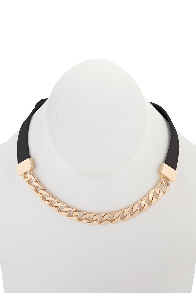 LEATHER CHAIN CHOKER BRACELET