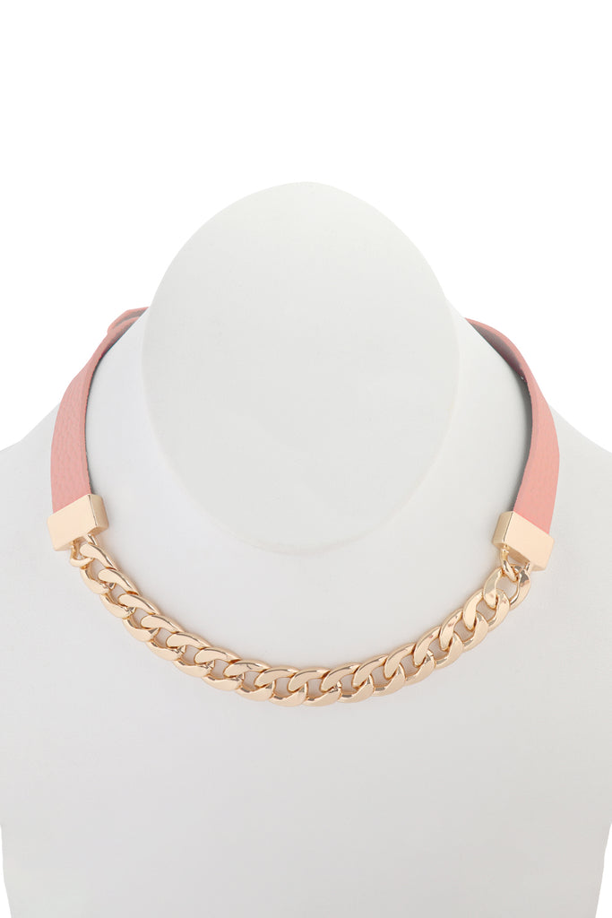 LEATHER CHAIN CHOKER BRACELET