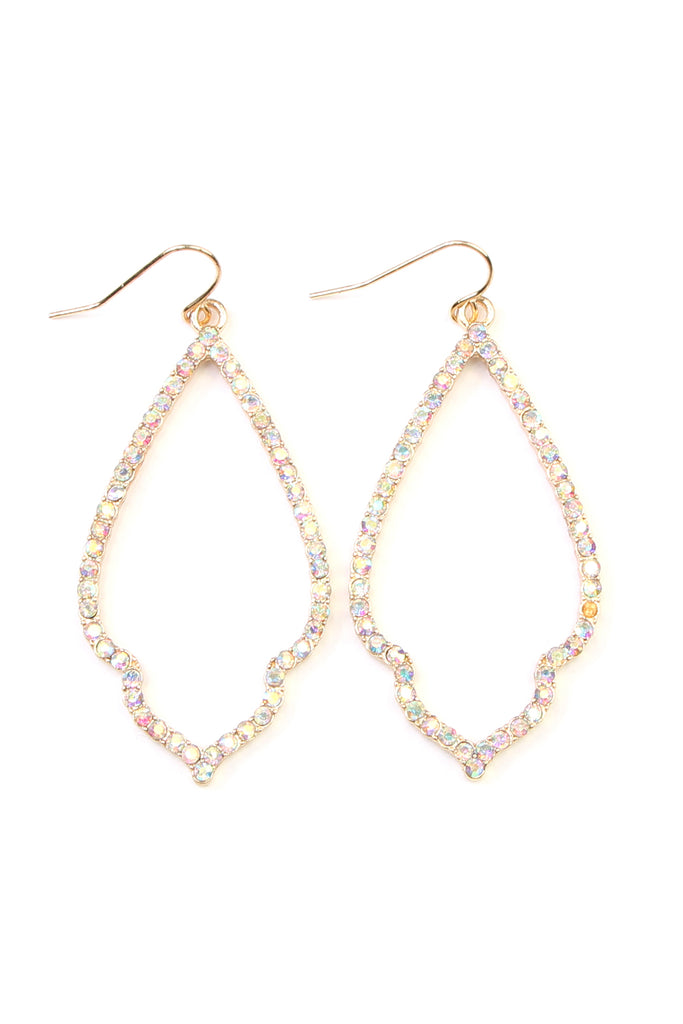 MYE1042 - RHINESTONE OPEN MARQUISE DROP EARRINGS