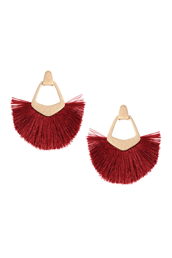 FAN TASSEL POST DANGLE EARRINGS