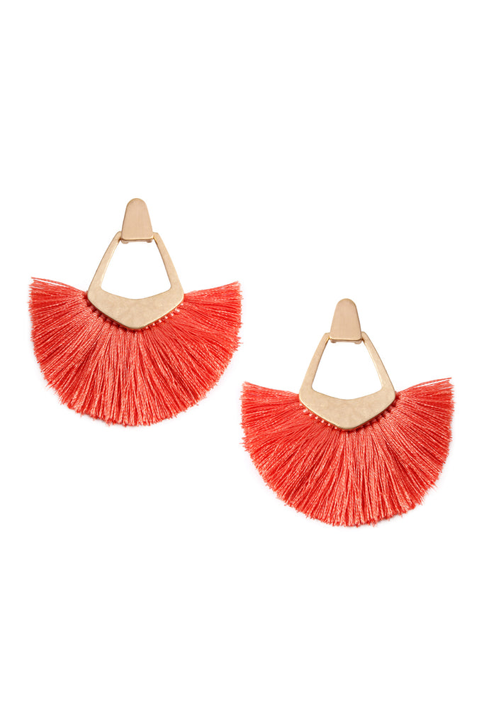 FAN TASSEL POST DANGLE EARRINGS