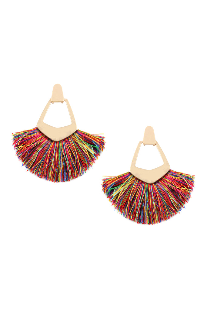 FAN TASSEL POST DANGLE EARRINGS