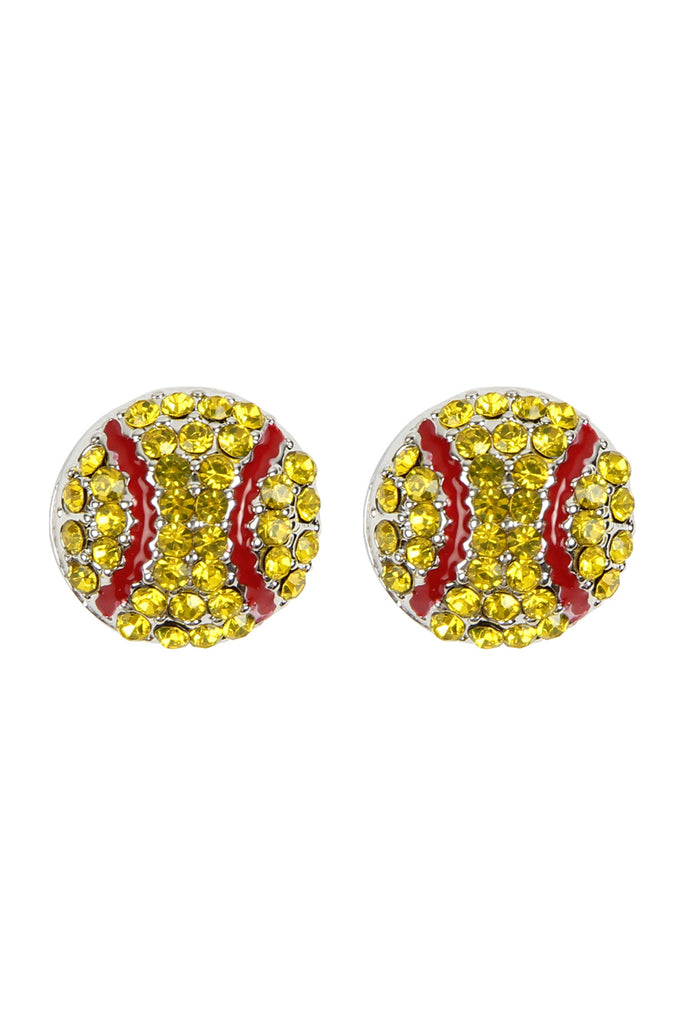 MYE1116 - SPORTS BALL RHINESTONE POST EARRINGS