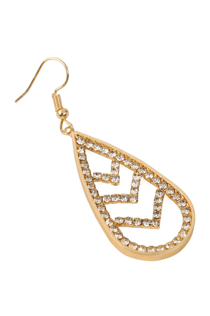 CHEVRON TEARDROP FISH HOOK EARRINGS