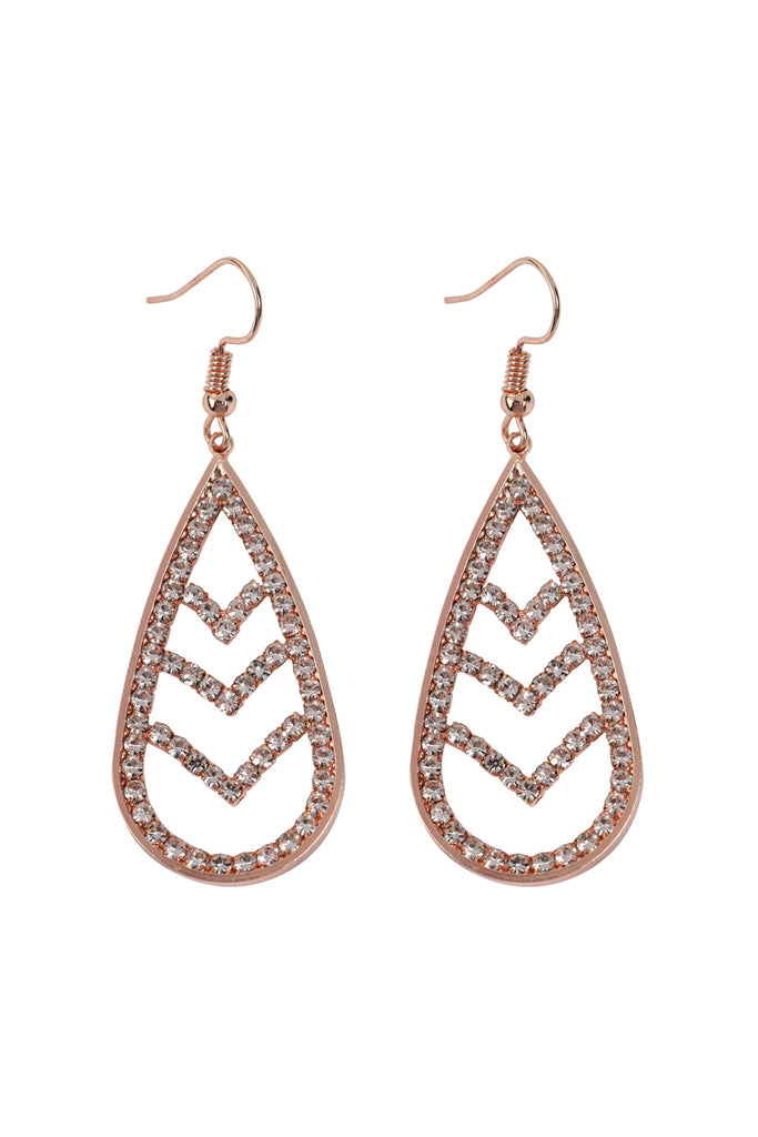 CHEVRON TEARDROP FISH HOOK EARRINGS