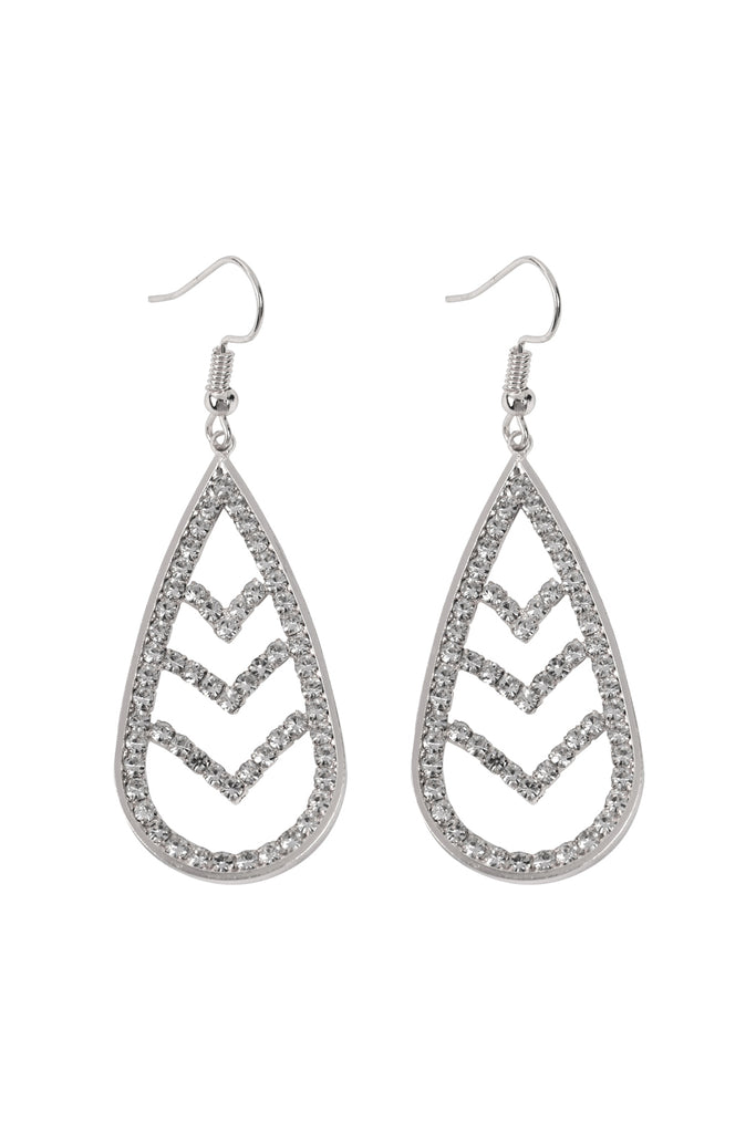 CHEVRON TEARDROP FISH HOOK EARRINGS