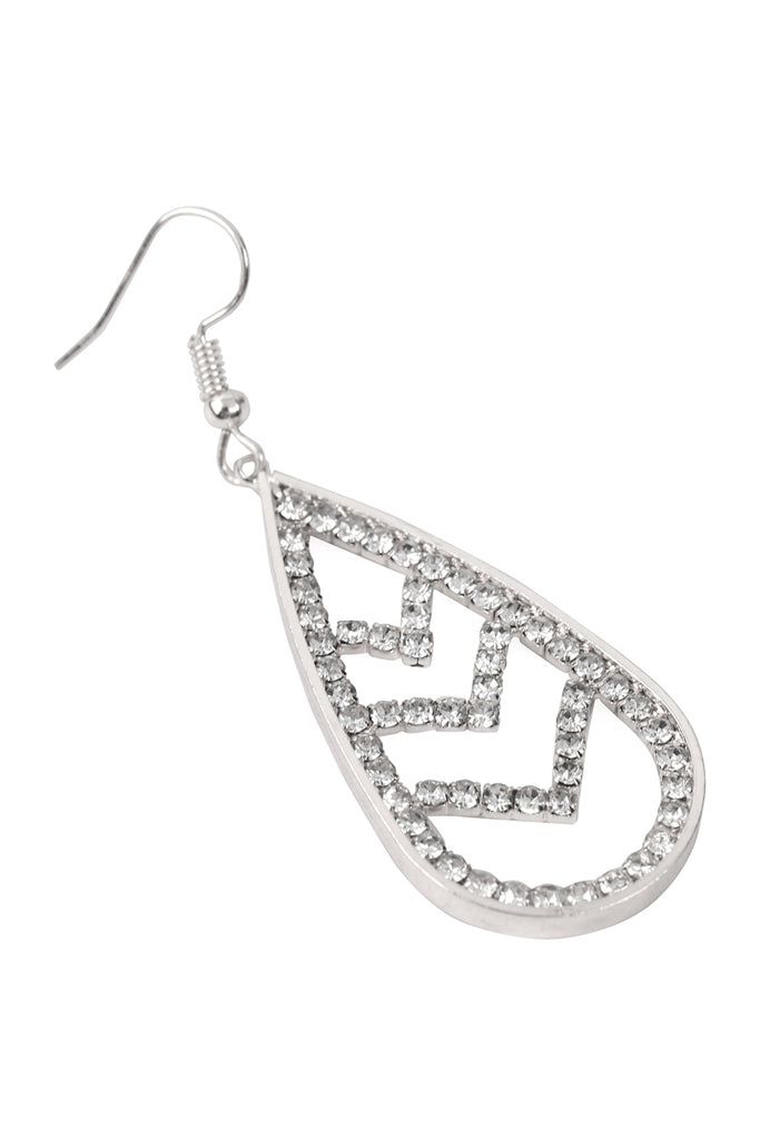 CHEVRON TEARDROP FISH HOOK EARRINGS