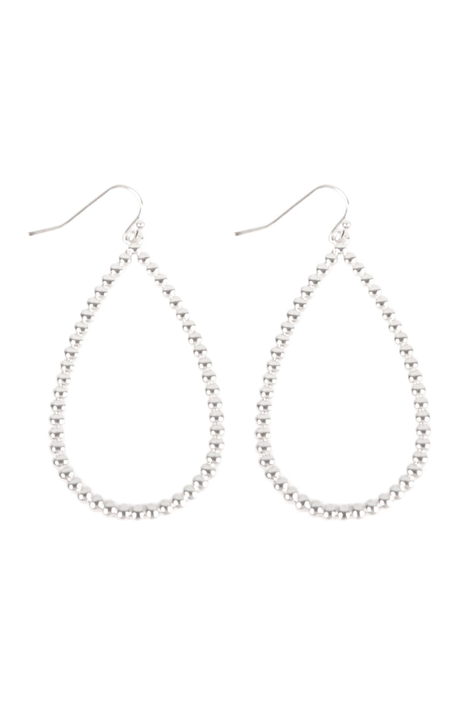 OPEN TEARDROP TEXTURED HOOK DANGLING EARRINGS