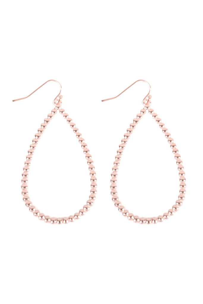 OPEN TEARDROP TEXTURED HOOK DANGLING EARRINGS
