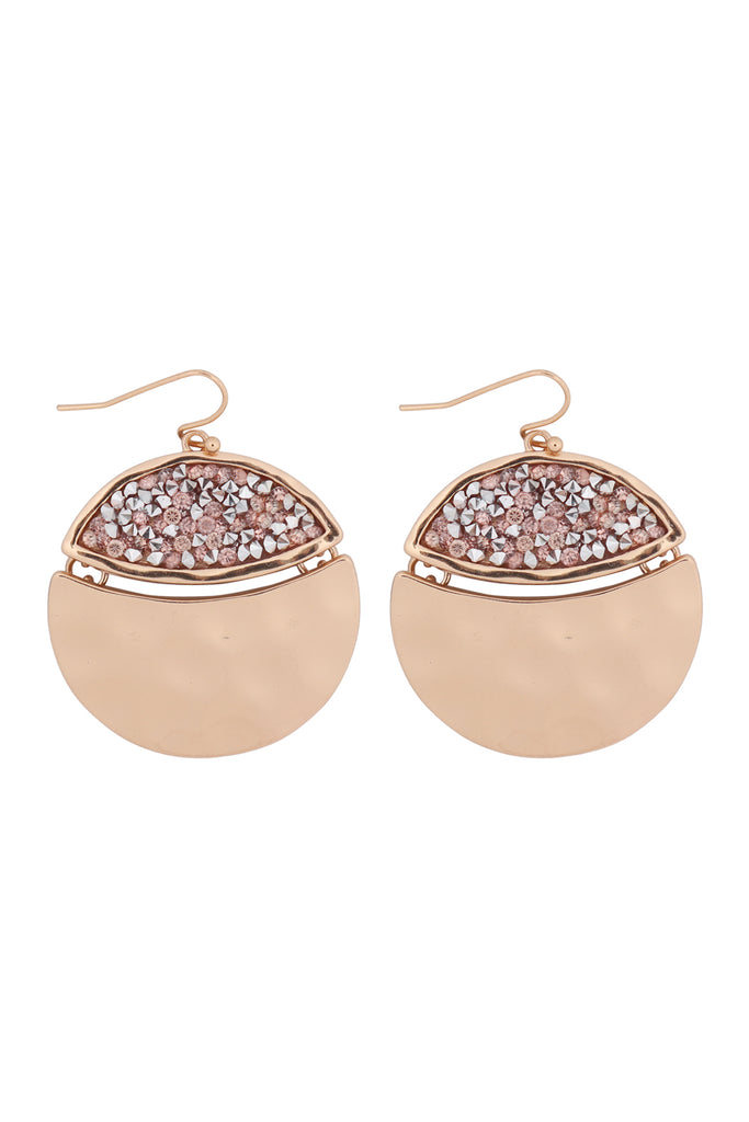 FACETED GLITTERY ROUND DANGLE HOOK EARRINGS