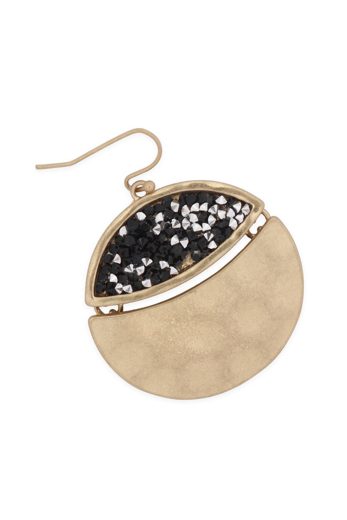 FACETED GLITTERY ROUND DANGLE HOOK EARRINGS