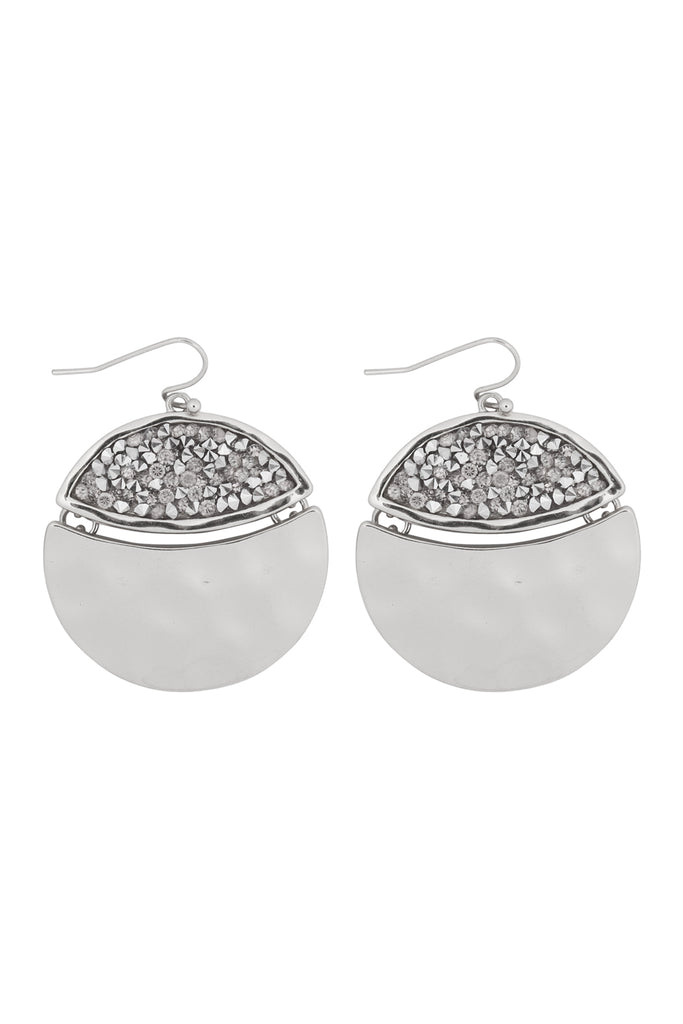 FACETED GLITTERY ROUND DANGLE HOOK EARRINGS