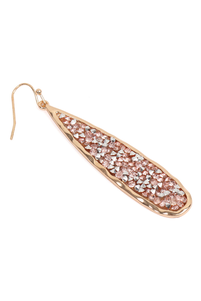 MYE1196 - LONG PEAR GLITTER FACETED DANGLE HOOK EARRINGS