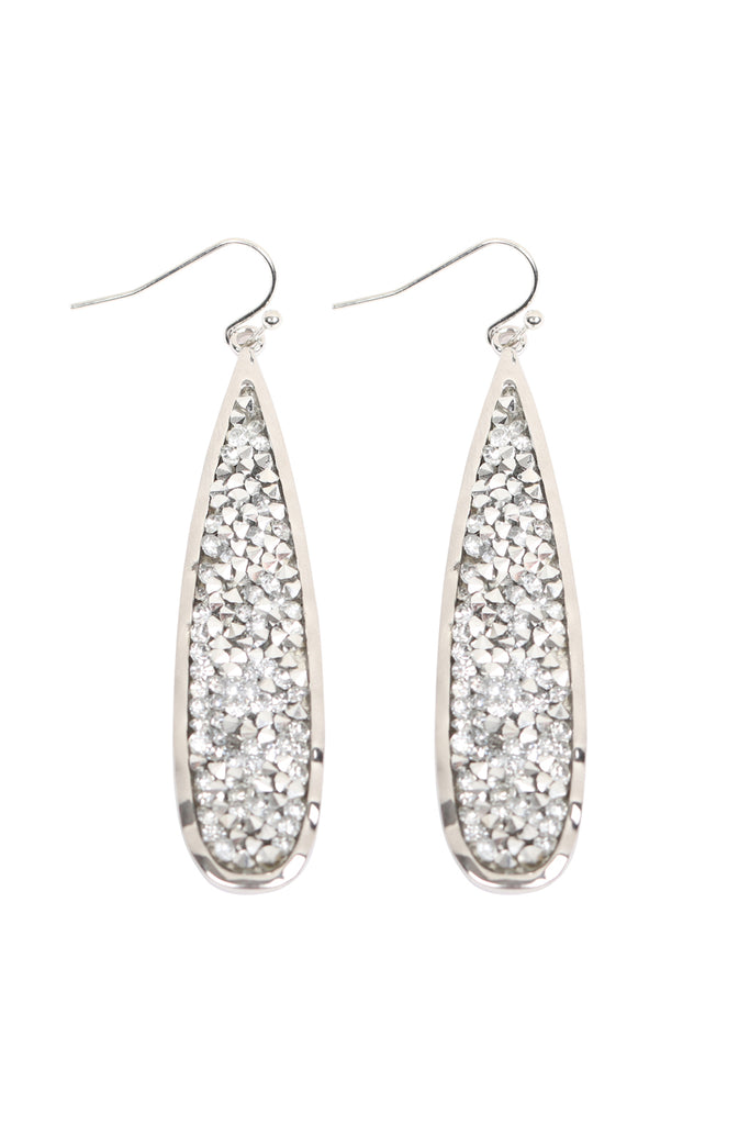 MYE1196 - LONG PEAR GLITTER FACETED DANGLE HOOK EARRINGS