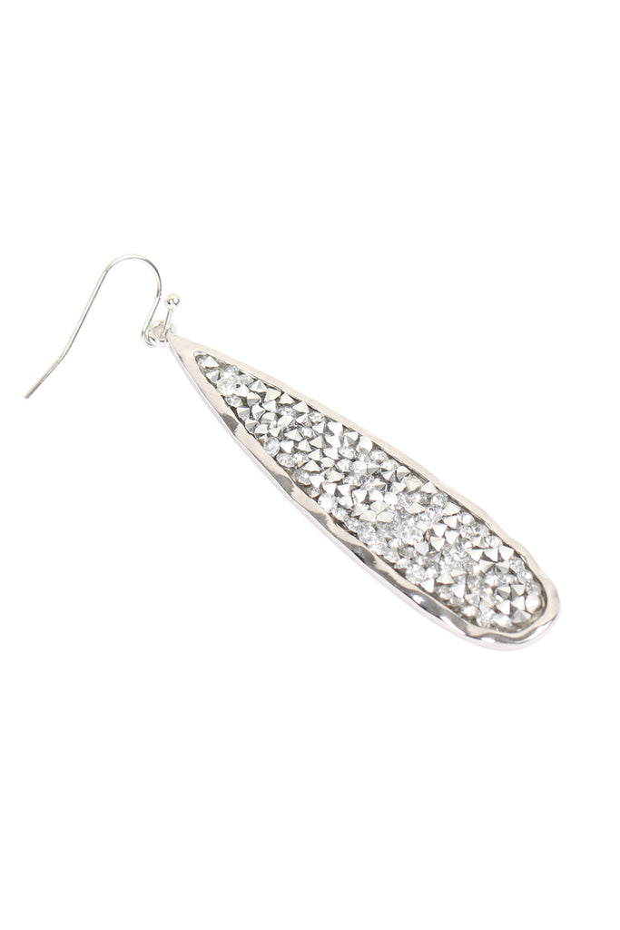 MYE1196 - LONG PEAR GLITTER FACETED DANGLE HOOK EARRINGS