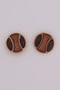 WOOD INSET BASEBALL POST BACK EARRINGS