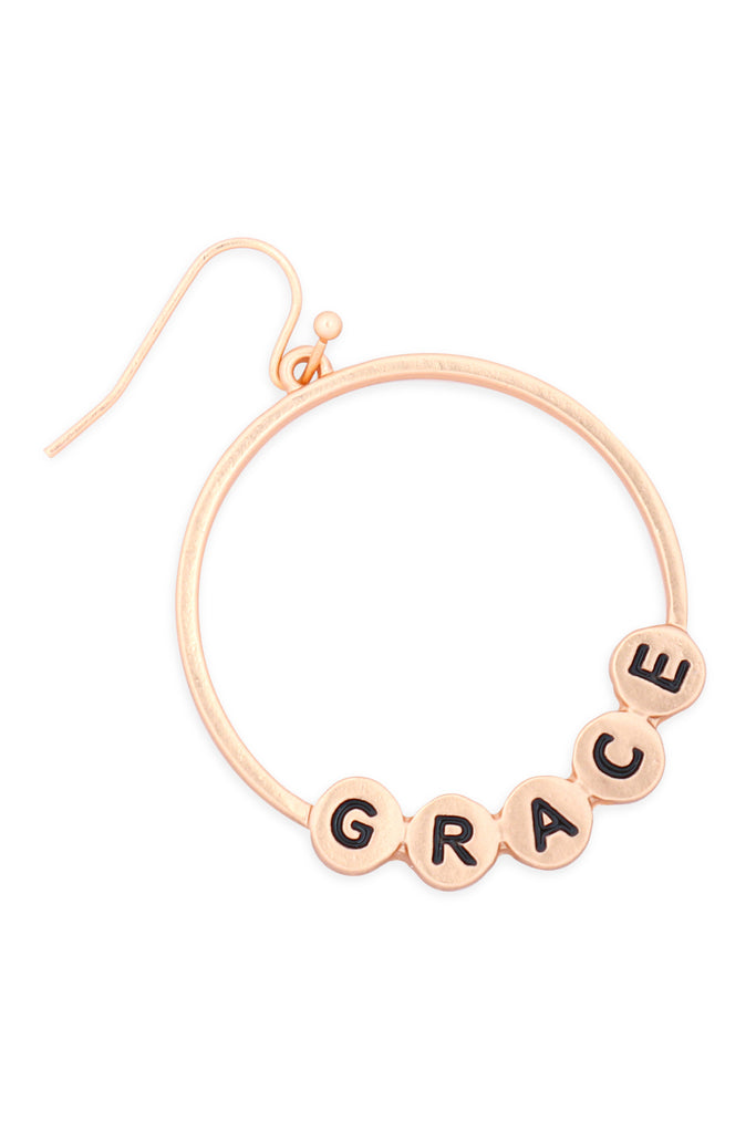 MYE1399MGRC - "GRACE" CHARM HOOP DROP EARRINGS