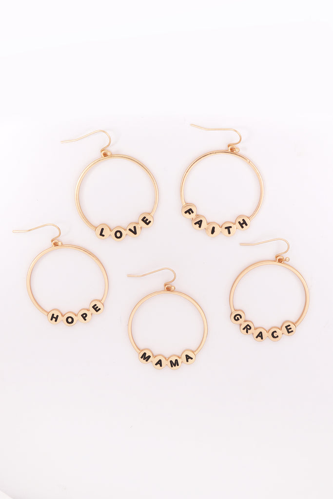 MYE1399MGLO - "LOVE" CHARM HOOP DROP EARRINGS