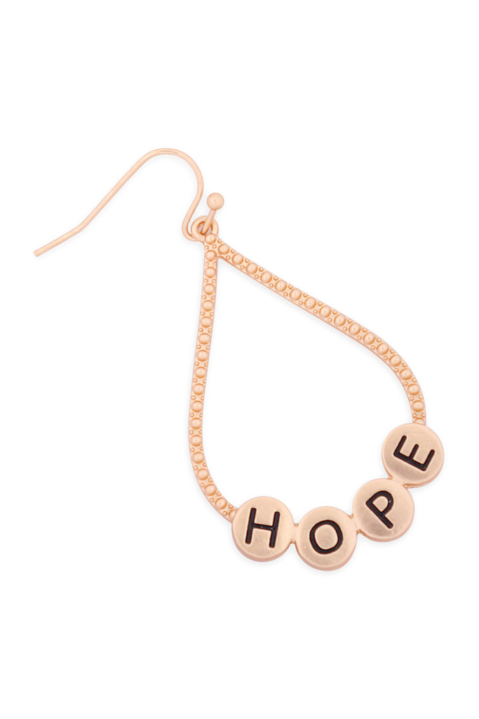 MYE1400MGHP - "HOPE" CHARM TEARDROP EARRINGS