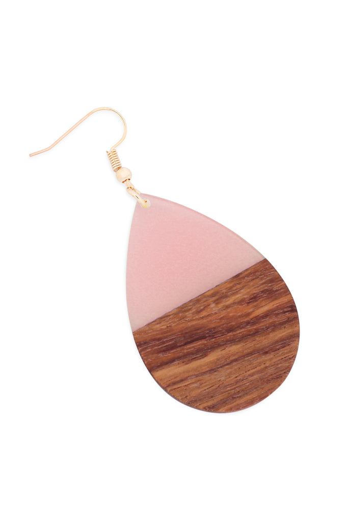 MYE1404 - HOMAICA WOOD PEARSHAPE DROP EARRINGS