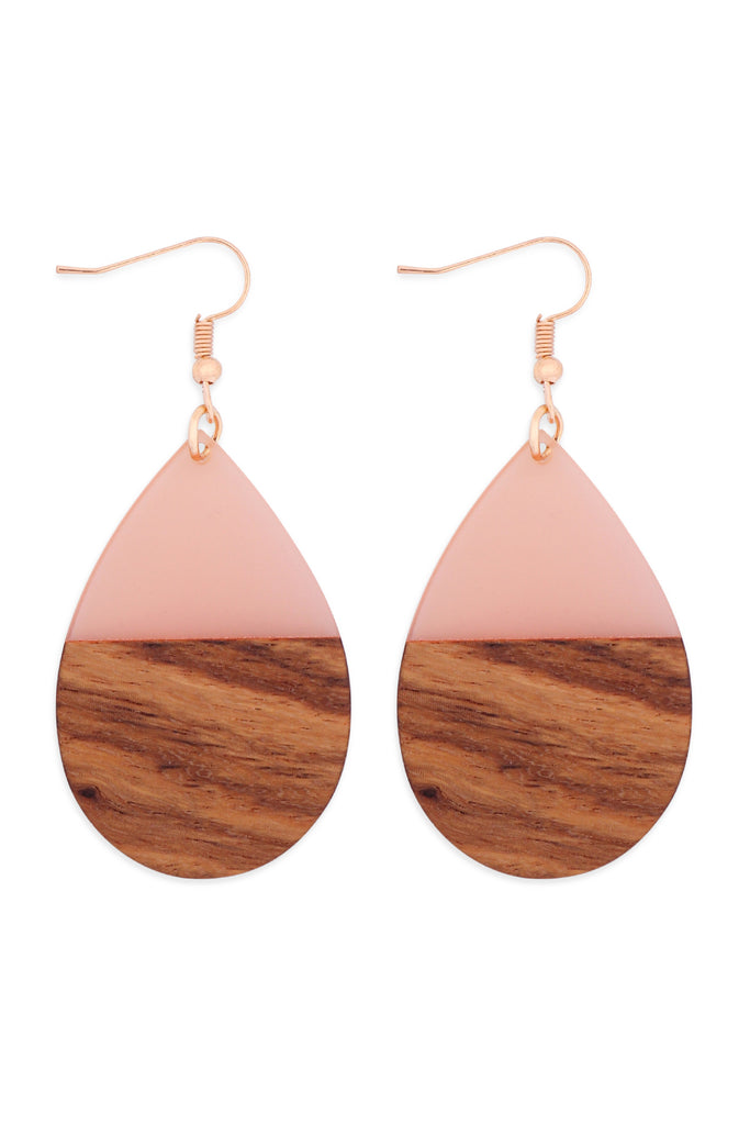 MYE1404 - HOMAICA WOOD PEARSHAPE DROP EARRINGS